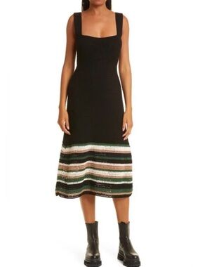 Crocheted Stripe Organic Cotton Midi